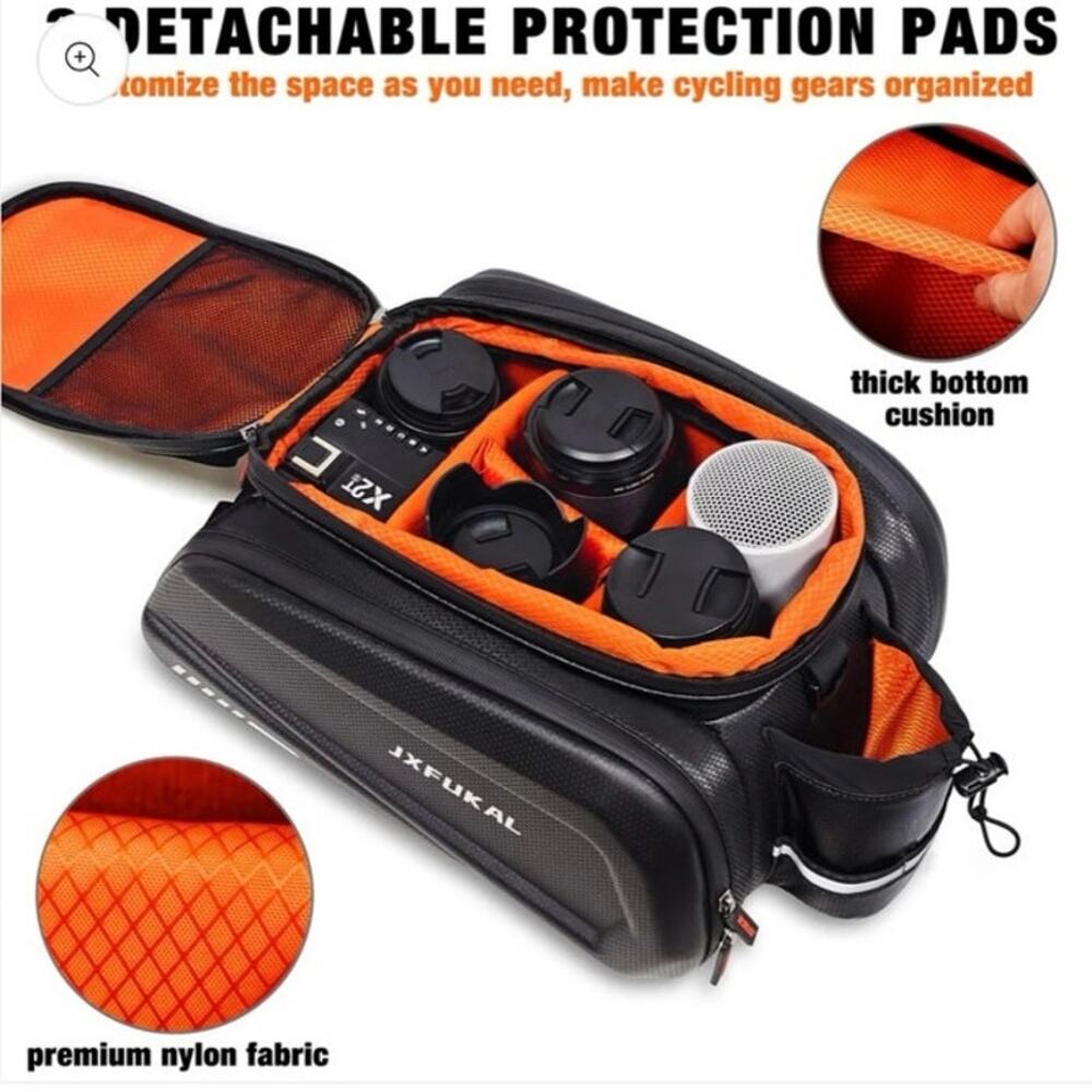Hard Shell Waterproof Bike Bag for Rear Rack Reflector Rain Cover Shoulder Strap - Picture 4 of 16